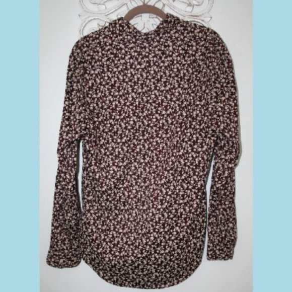 Zara Slim Fit Daisy Floral Print Berry & Off White Button Down Shirt - Picture 4 of 9